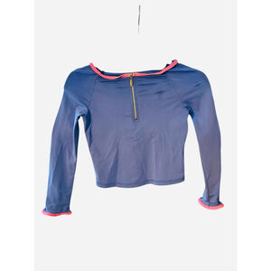 Lilly Pulitzer Luxletic Long Sleeve Workout Cropped Top Size Medium 6 Girls Blue